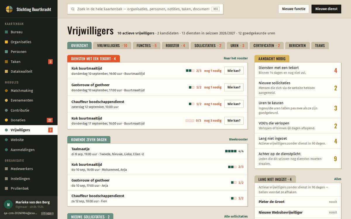 Ledenadministratie software voor stichtingen: het scherm in de kleuren van een stichtingen