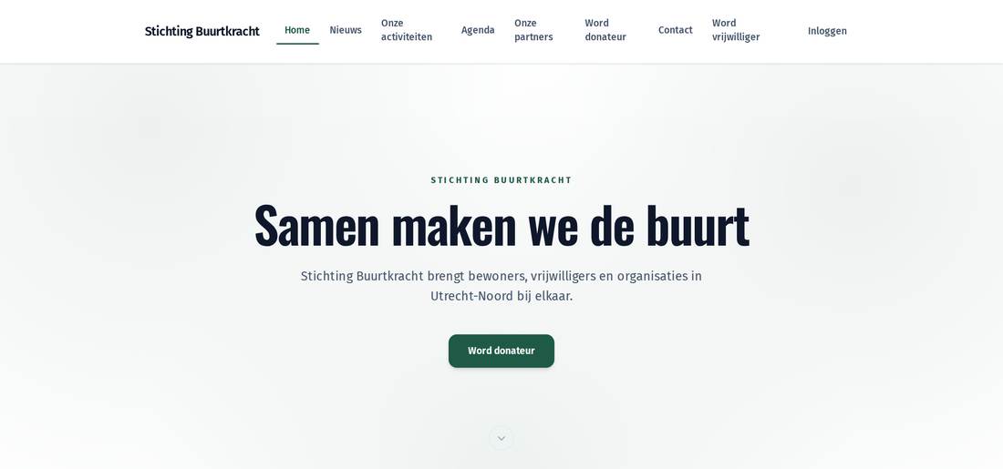 Website van een buurtvereniging, gemaakt met de websitebouwer in de ledenadministratie